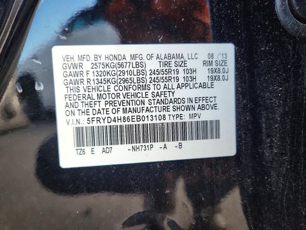 2014 ACURA MDX SH-AWD Advanced Ent — VINS