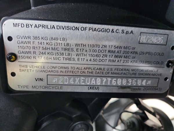 2026 APRILIA RS — VINS