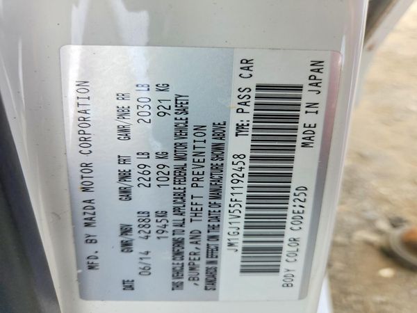 2015 MAZDA 6 — VINS
