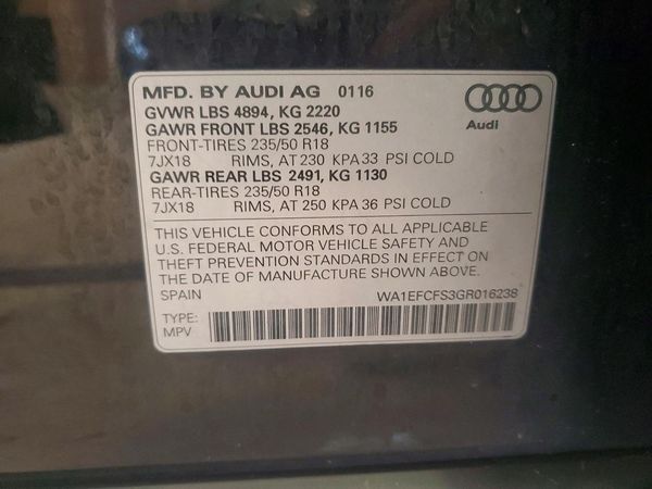 2016 AUDI Q3 — VINS