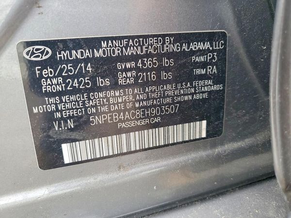 2014 HYUNDAI SONATA — VINS