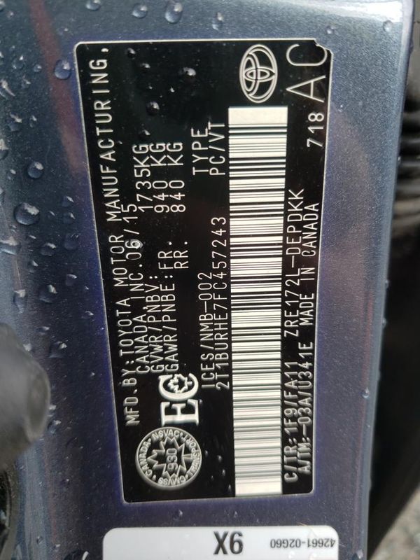 2015 TOYOTA COROLLA