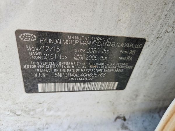 2016 HYUNDAI ELANTRA — VINS