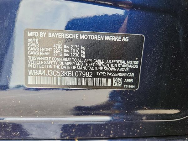 2019 BMW 430XI xDrive GC — VINS
