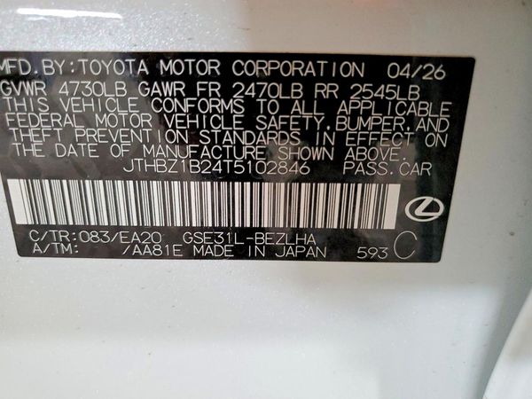 2026 LEXUS IS 350 — VINS