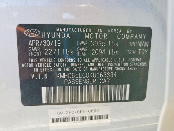 2019 HYUNDAI IONIQ — VINS