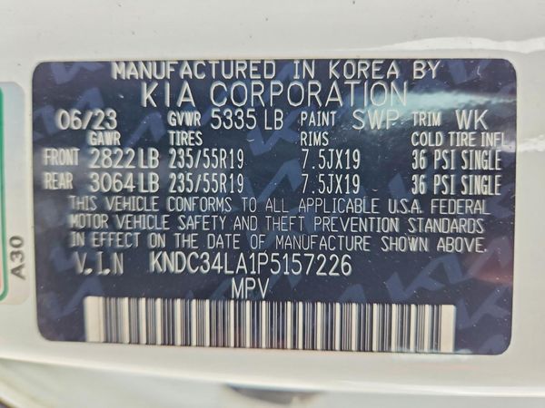 2023 KIA EV6 Light, Wind — VINS