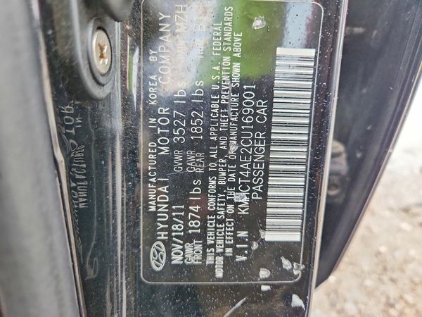 2012 HYUNDAI ACCENT GL (Middle-low grade) — VINS