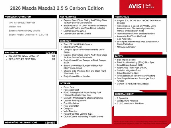 2026 MAZDA 3 Preferred