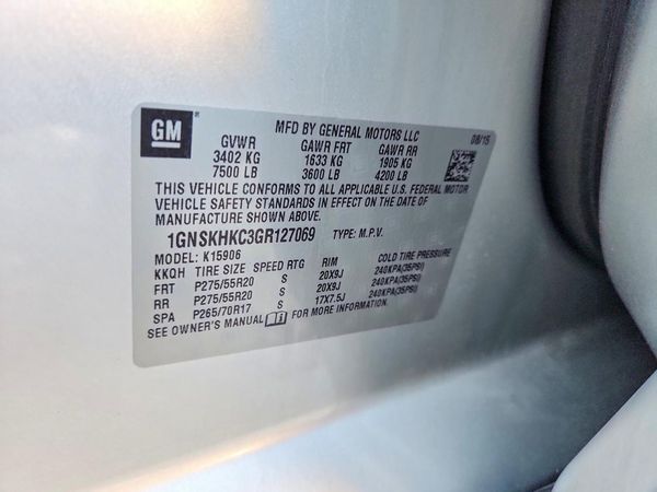 2016 CHEVROLET SUBURBAN LT — VINS