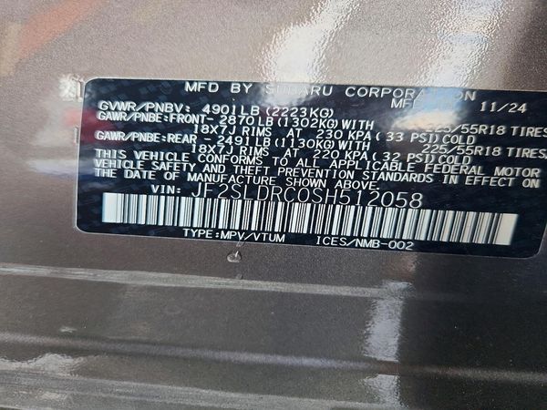2025 SUBARU FORESTER — VINS