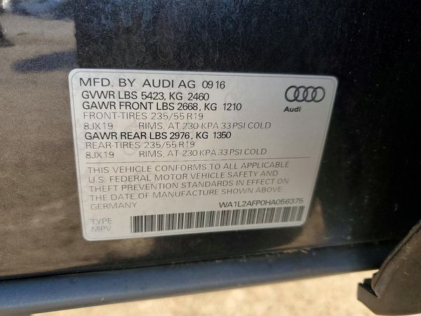 2017 AUDI Q5 quattro Premium Plus — VINS