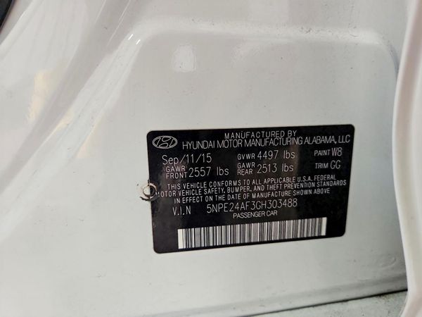 2016 HYUNDAI SONATA — VINS