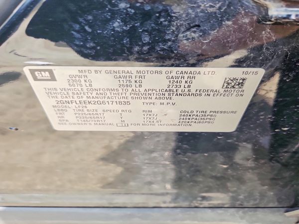 2016 CHEVROLET EQUINOX LS — VINS