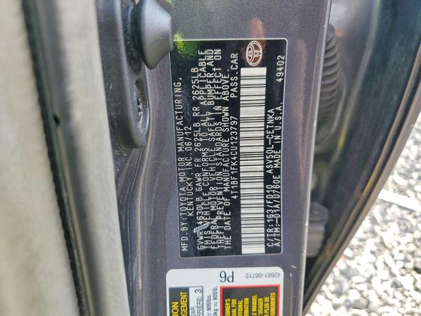 2012 TOYOTA CAMRY — VINS