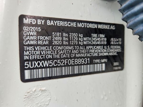 2015 BMW X4 xDrive35i — VINS