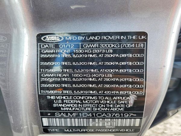2012 LAND ROVER RANGEROVER HSE LUX — VINS