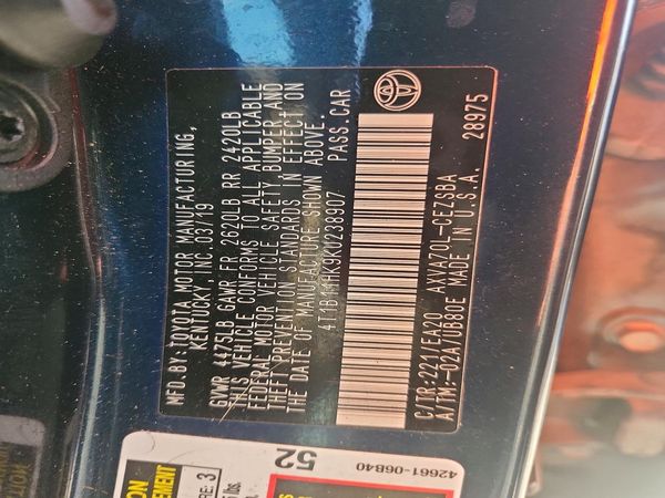2019 TOYOTA CAMRY L/LE/SE/XLE — VINS