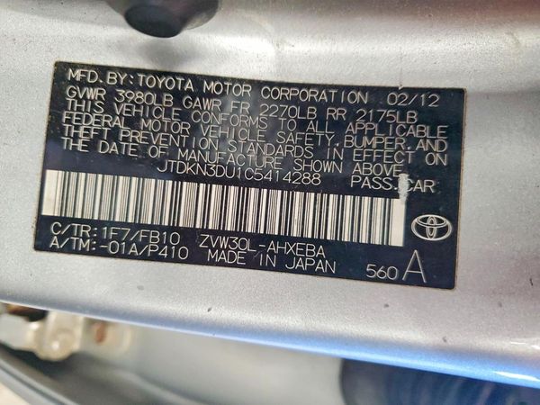 2012 TOYOTA PRIUS — VINS