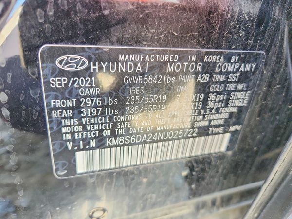 2022 HYUNDAI SANTA FE SEL Convenience — VINS