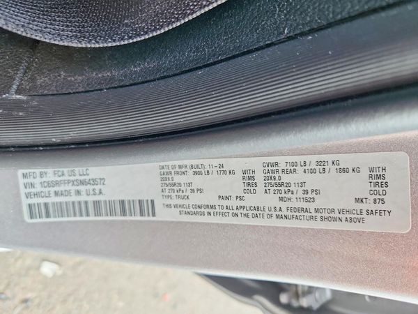 2025 RAM 1500 — VINS
