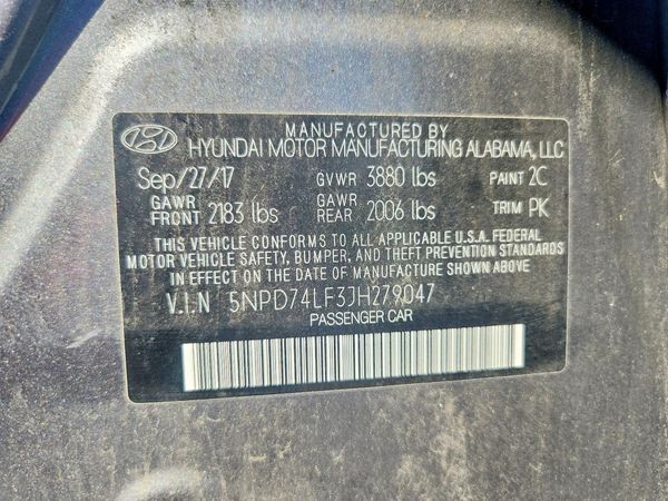 2018 HYUNDAI ELANTRA SE — VINS
