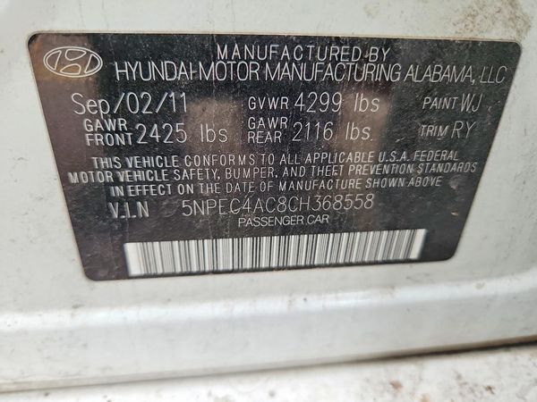 2012 HYUNDAI SONATA Middle level