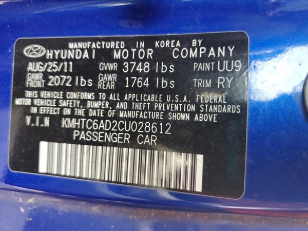 2012 HYUNDAI VELOSTER — VINS