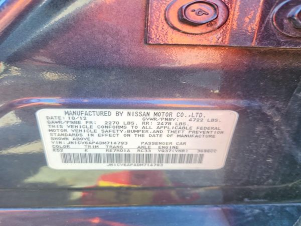 2013 INFINITI G37 — VINS