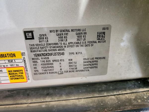 2015 CHEVROLET TRAVERSE 1LT — VINS