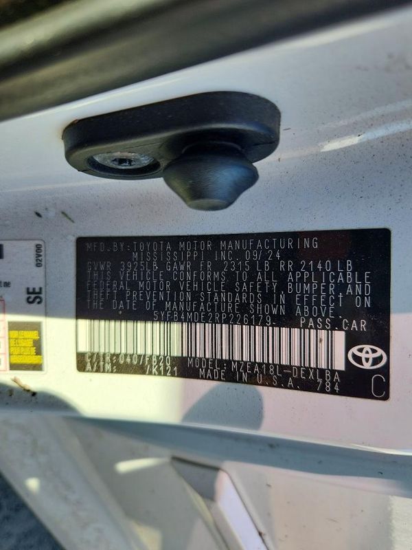 2024 TOYOTA COROLLA — VINS
