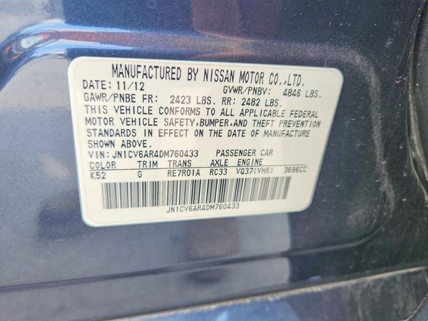 2013 INFINITI G37 — VINS