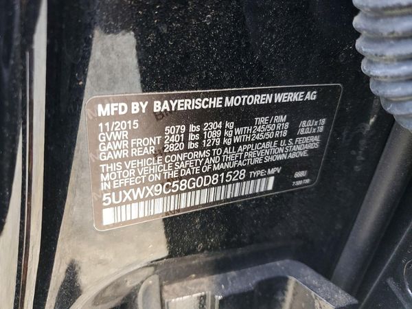 2016 BMW X3 xDrive28i — VINS