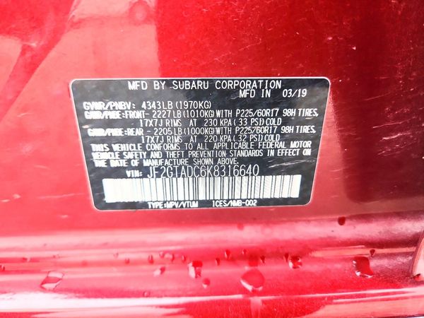 2019 SUBARU CROSSTREK Premium +BSD — VINS