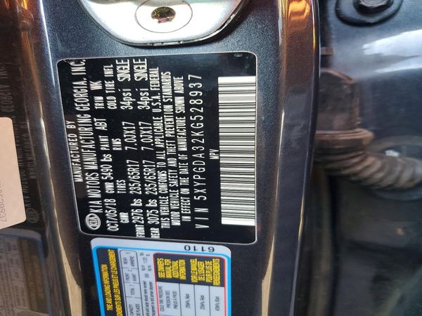 2019 KIA SORENTO L, LX, S — VINS