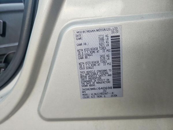 2020 NISSAN PATHFINDER SV — VINS