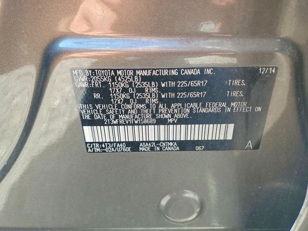 2015 TOYOTA RAV4 XLE (M Grade) — VINS
