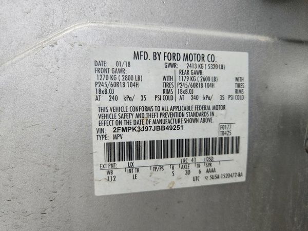2018 FORD EDGE — VINS