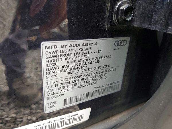 2019 AUDI Q7 — VINS