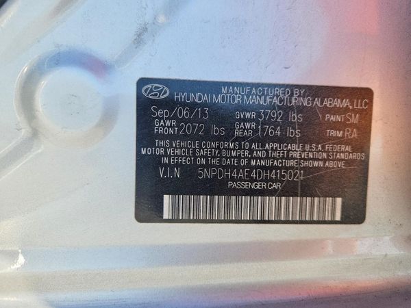 2013 HYUNDAI ELANTRA — VINS