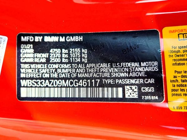 2021 BMW M4 — VINS