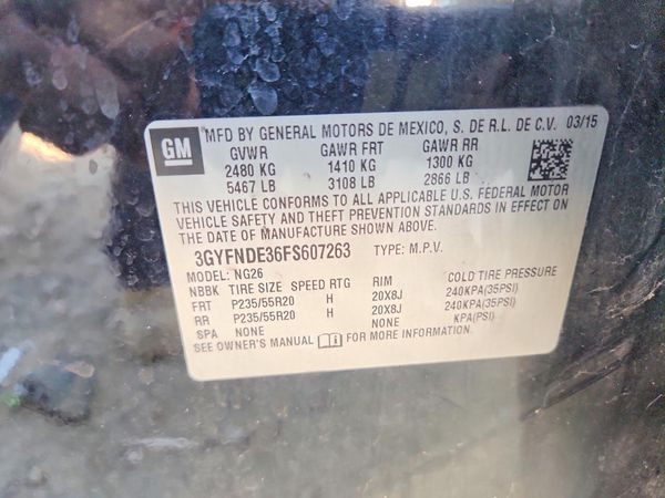 2015 CADILLAC SRX — VINS