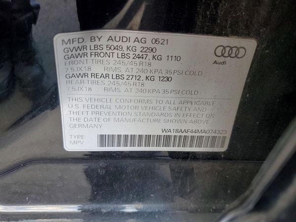 2021 AUDI A4 ALLROAD — VINS