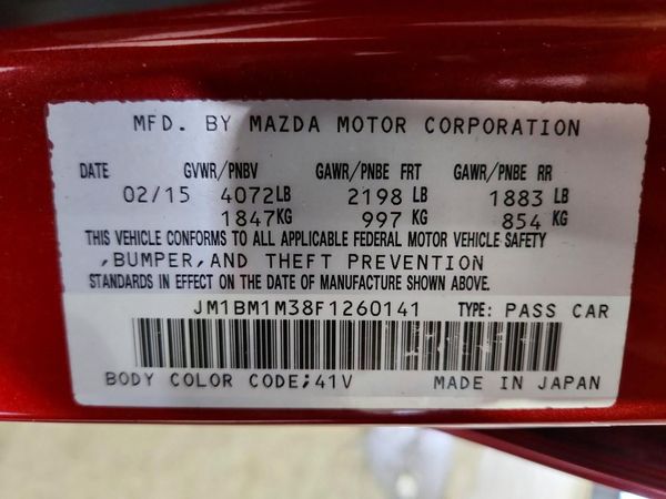 2015 MAZDA 3 Grand Touring/GT — VINS