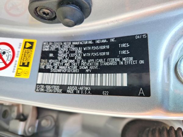 2015 TOYOTA HIGHLANDER Base/Hybrid — VINS