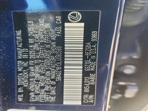 2020 LEXUS ES 350 Premium — VINS