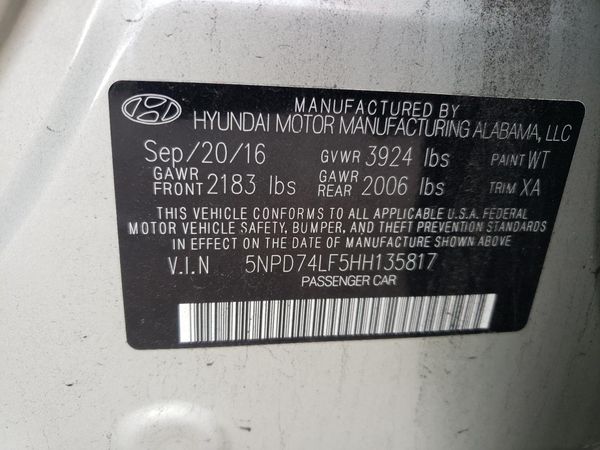 2017 HYUNDAI ELANTRA