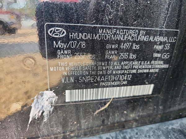 2018 HYUNDAI SONATA SE, Eco — VINS
