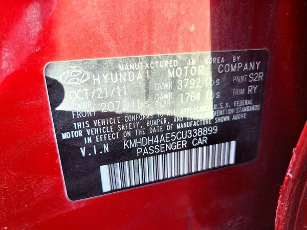 2012 HYUNDAI ELANTRA GLS(Middle grade) — VINS