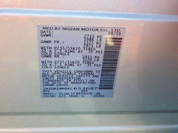 2019 NISSAN PATHFINDER — VINS
